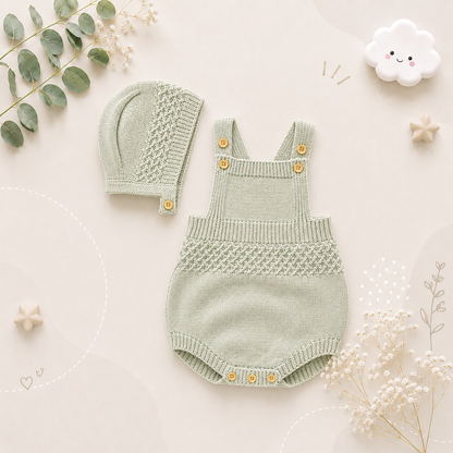The Logan - Newborn Baby 2PC Sleeveless Bodysuit & Hat Set – Unisex Infant Outfit