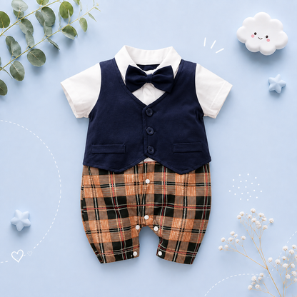 The Carter - Newborn Baby Gentleman Bodysuit – Cotton Short Sleeve Formal Summer Outfit