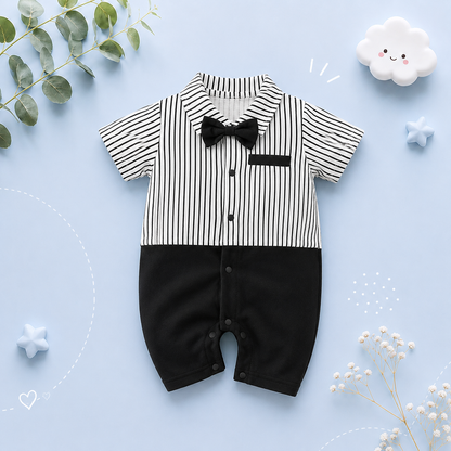 The Carter - Newborn Baby Gentleman Bodysuit – Cotton Short Sleeve Formal Summer Outfit
