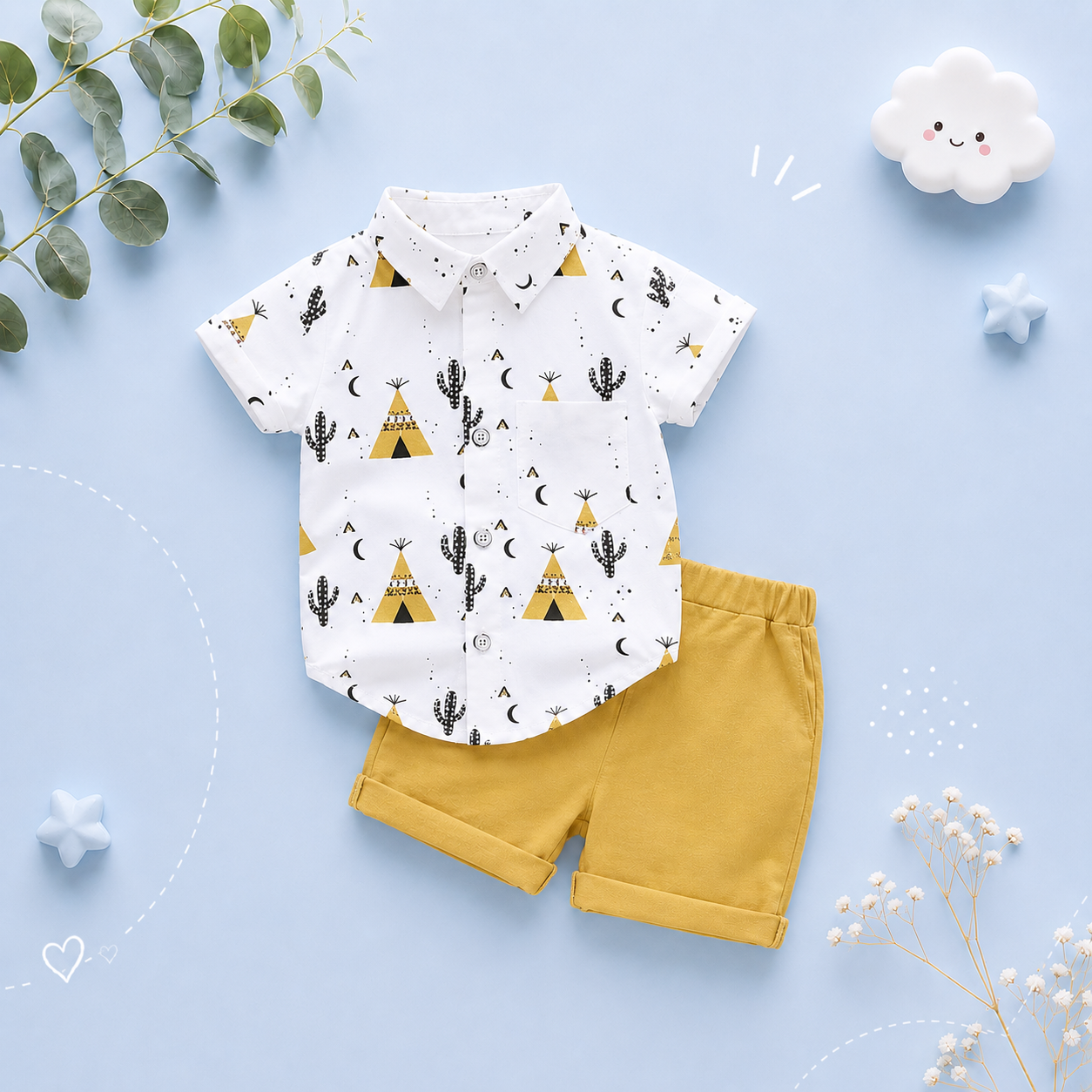 The Noah - Cool Pyramid Short-Sleeved Shirt Set