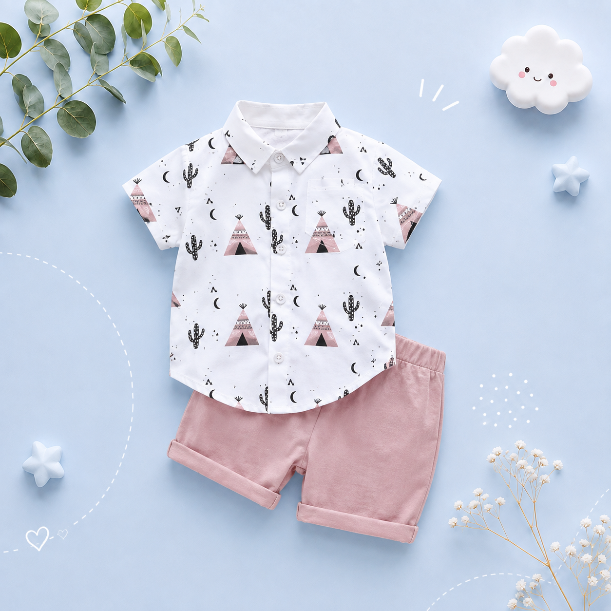 The Noah - Cool Pyramid Short-Sleeved Shirt Set