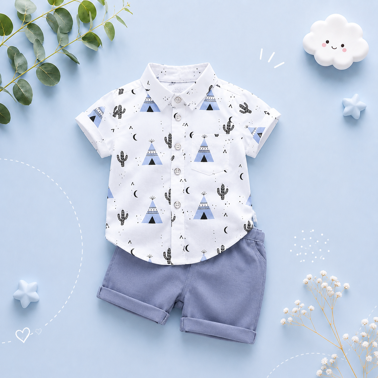 The Noah - Cool Pyramid Short-Sleeved Shirt Set