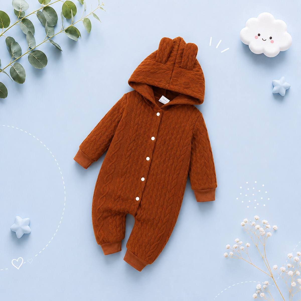 The Drew - Ear Hooded Long Sleeve Romper