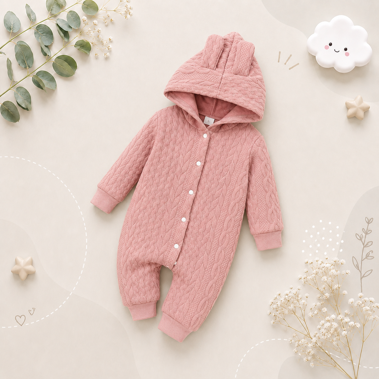 The Drew - Ear Hooded Long Sleeve Romper