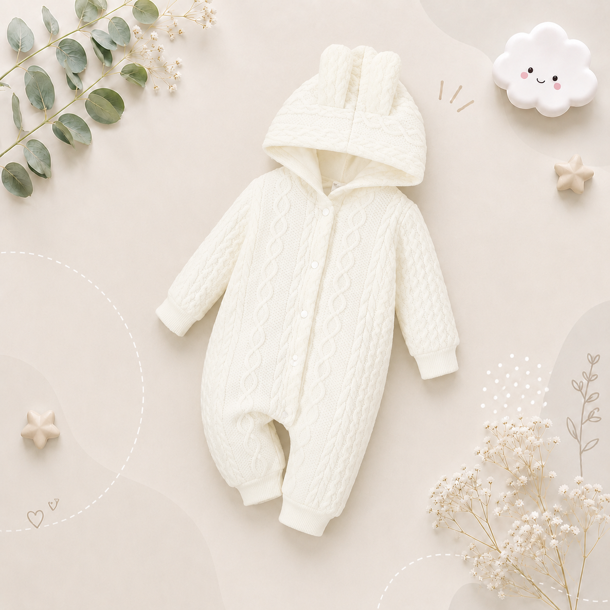The Drew - Ear Hooded Long Sleeve Romper