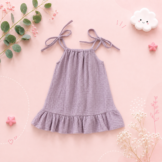 The Macey - Toddler Girl Cotton Halter Slip Dress Breathable Summer Beach Outfit