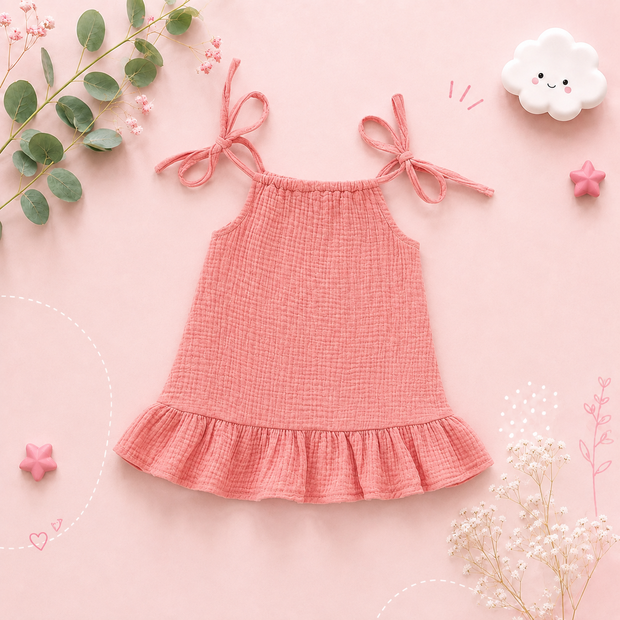 The Macey - Toddler Girl Cotton Halter Slip Dress Breathable Summer Beach Outfit