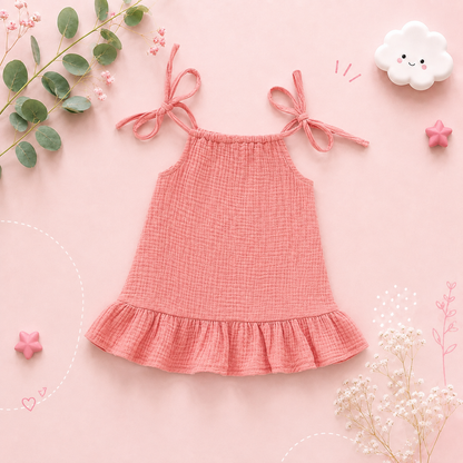 The Macey - Toddler Girl Cotton Halter Slip Dress Breathable Summer Beach Outfit