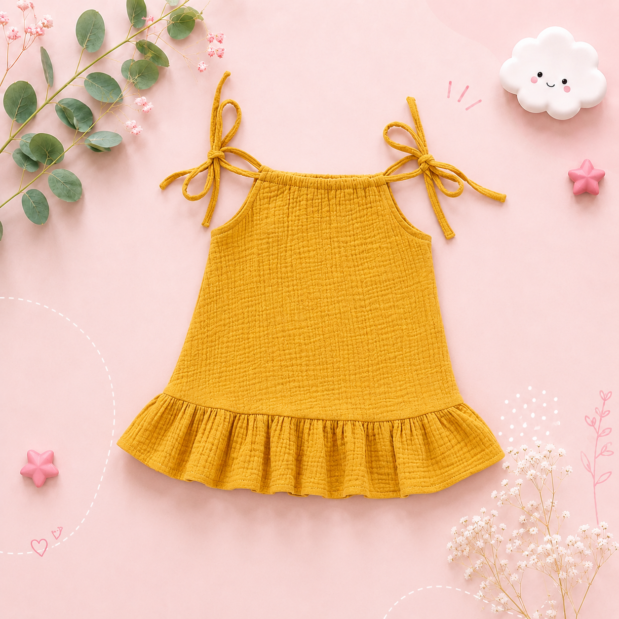The Macey - Toddler Girl Cotton Halter Slip Dress Breathable Summer Beach Outfit