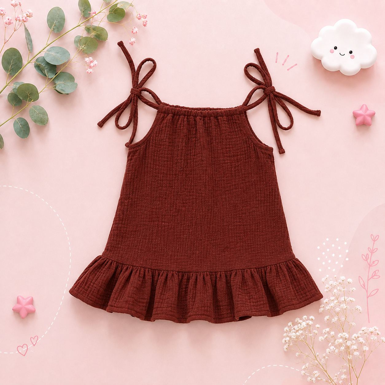 The Macey - Toddler Girl Cotton Halter Slip Dress Breathable Summer Beach Outfit