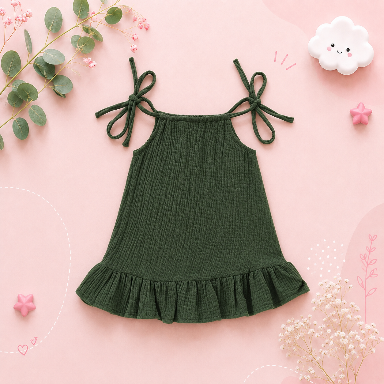 The Macey - Toddler Girl Cotton Halter Slip Dress Breathable Summer Beach Outfit