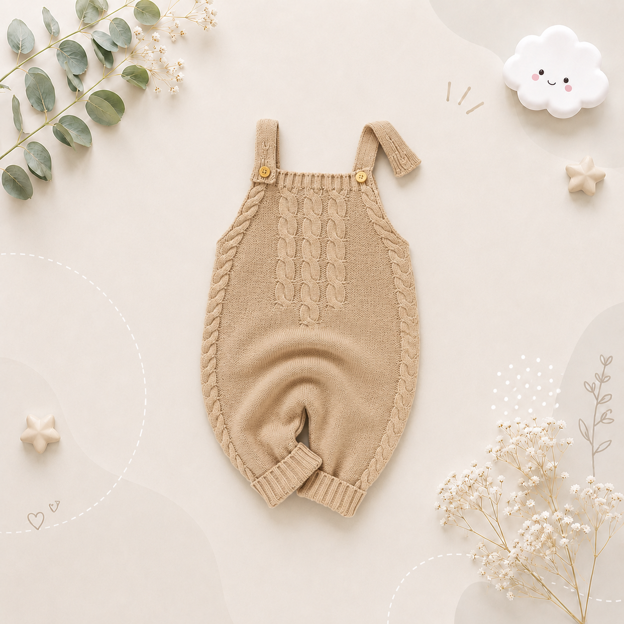 The Mavy - Unisex Baby Knitted Sleeveless Romper Solid Color Spring Fall One Piece Outfit