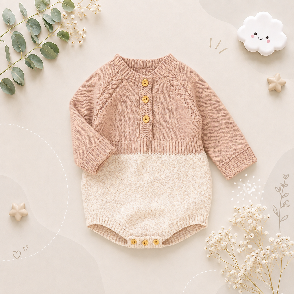 The Eddie - Unisex Baby Knit Long Sleeve Romper Spring Autumn Winter One Piece Outfit