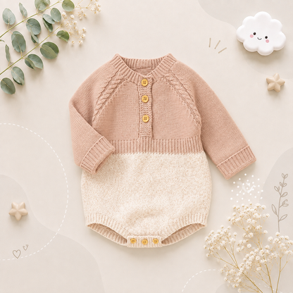 The Eddie - Unisex Baby Knit Long Sleeve Romper Spring Autumn Winter One Piece Outfit