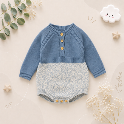 The Eddie - Unisex Baby Knit Long Sleeve Romper Spring Autumn Winter One Piece Outfit