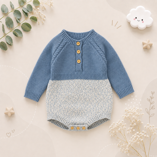 The Eddie - Unisex Baby Knit Long Sleeve Romper Spring Autumn Winter One Piece Outfit