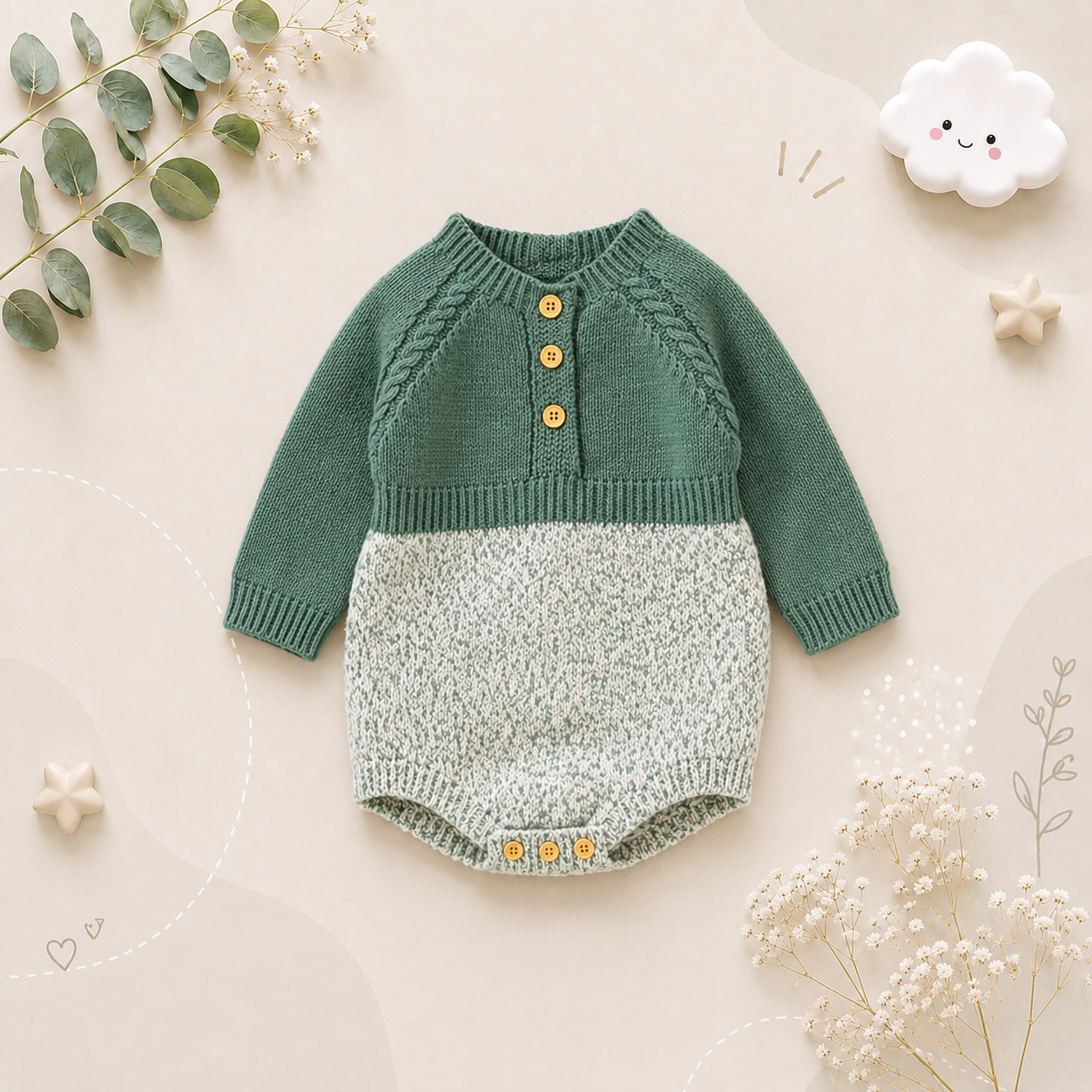 The Eddie - Unisex Baby Knit Long Sleeve Romper Spring Autumn Winter One Piece Outfit
