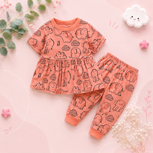 The Merry - Baby Girl Cotton Short Sleeve Dress Cute Summer Casual Outfit for Toddlers