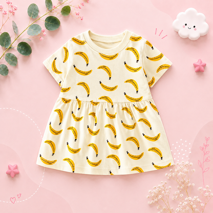 The Merry - Baby Girl Cotton Short Sleeve Dress Cute Summer Casual Outfit for Toddlers