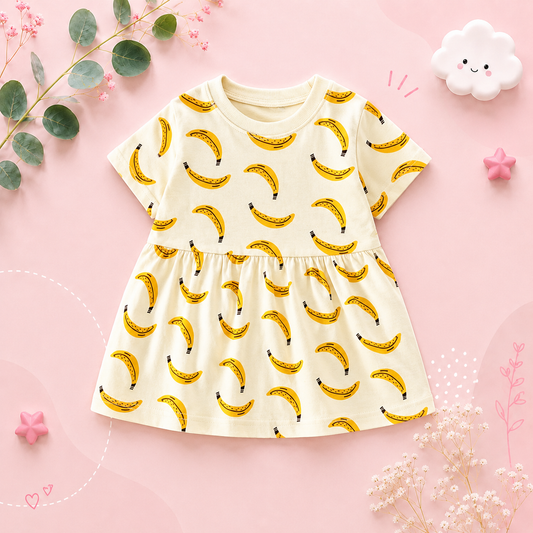 The Merry - Baby Girl Cotton Short Sleeve Dress Cute Summer Casual Outfit for Toddlers