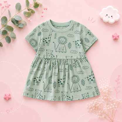 The Merry - Baby Girl Cotton Short Sleeve Dress Cute Summer Casual Outfit for Toddlers