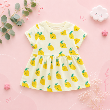 The Merry - Baby Girl Cotton Short Sleeve Dress Cute Summer Casual Outfit for Toddlers