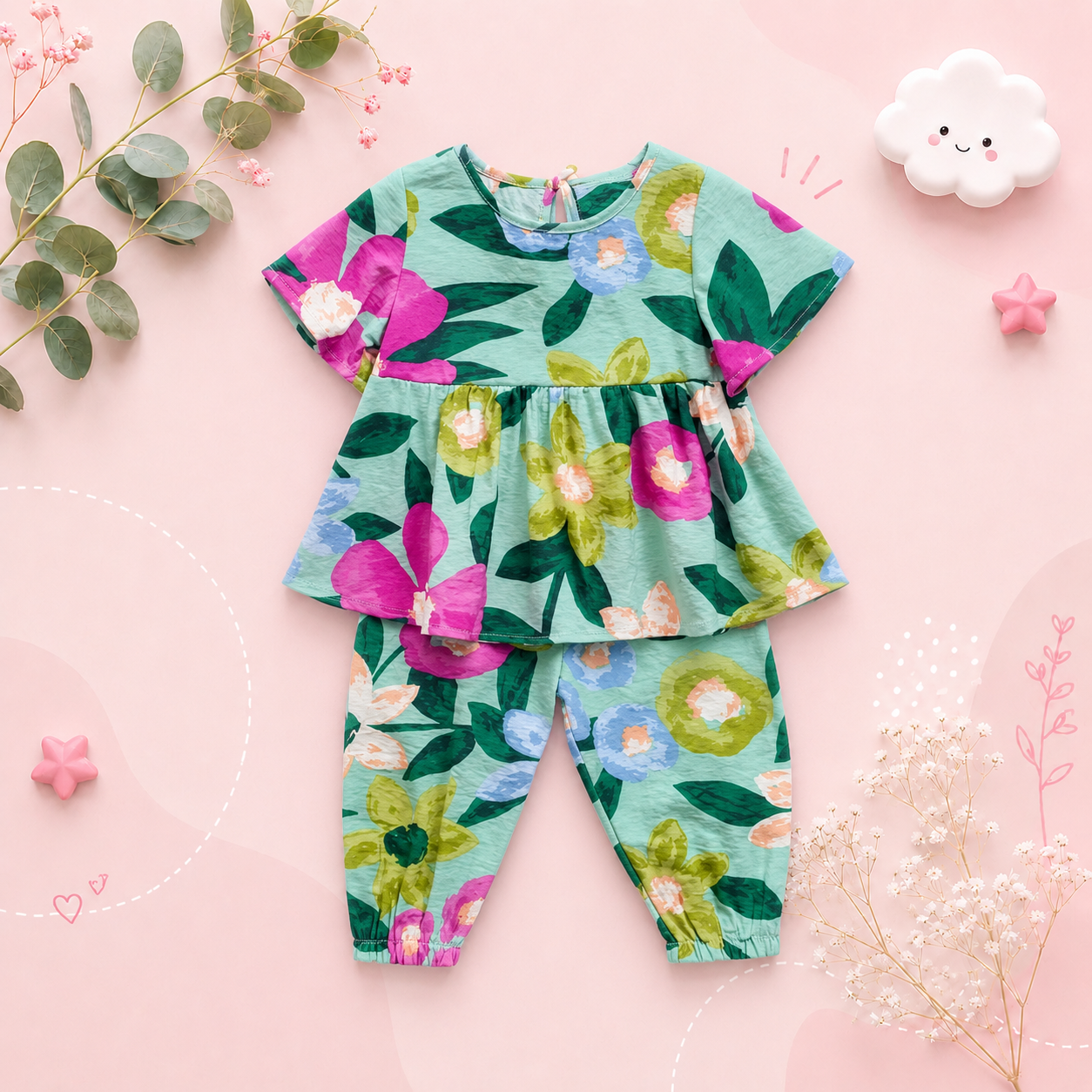 The Tiffany - Baby Girl Floral Cotton Outfit Set Summer Princess Casual Clothes