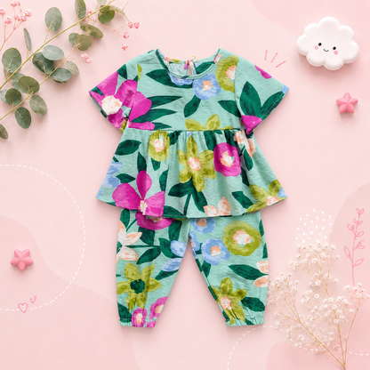 The Tiffany - Baby Girl Floral Cotton Outfit Set Summer Princess Casual Clothes