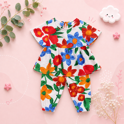 The Tiffany - Baby Girl Floral Cotton Outfit Set Summer Princess Casual Clothes