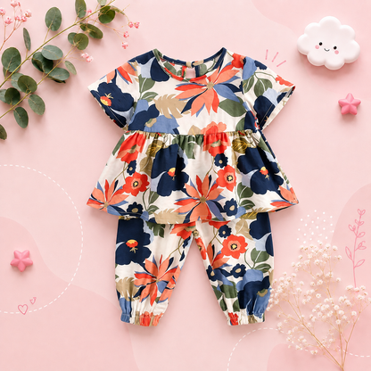 The Tiffany - Baby Girl Floral Cotton Outfit Set Summer Princess Casual Clothes