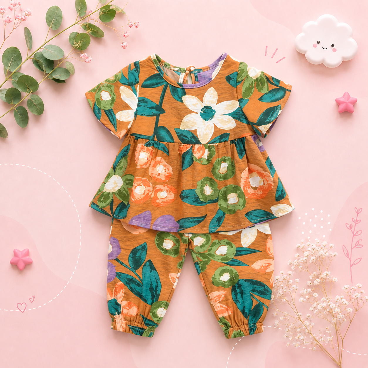 The Tiffany - Baby Girl Floral Cotton Outfit Set Summer Princess Casual Clothes