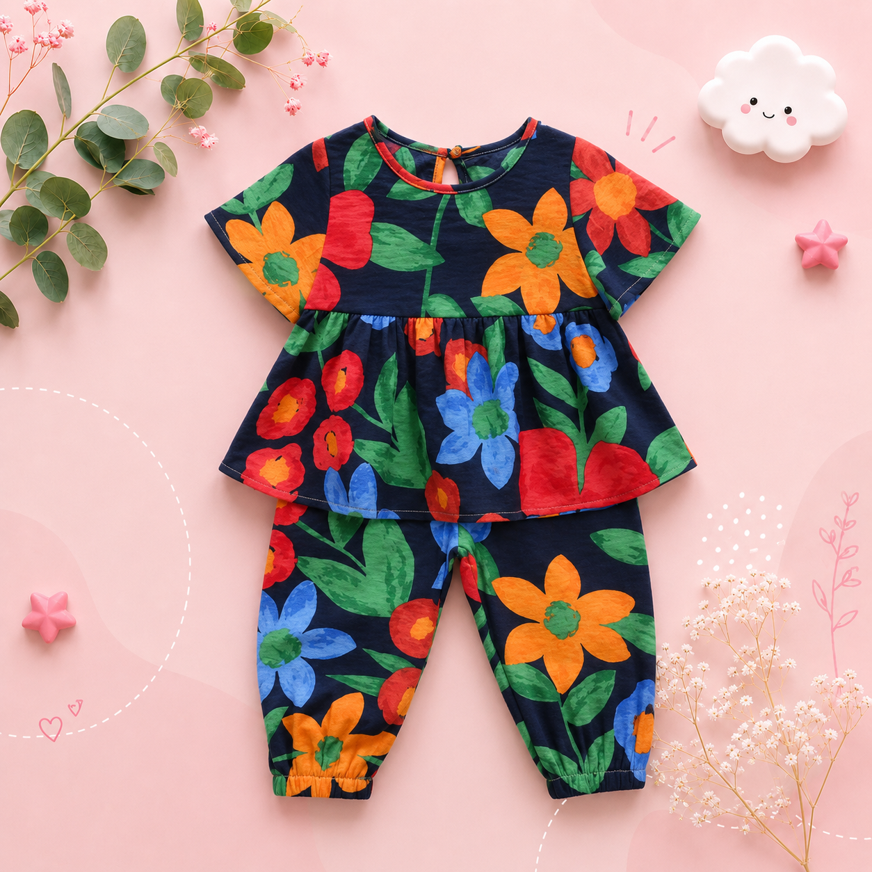 The Tiffany - Baby Girl Floral Cotton Outfit Set Summer Princess Casual Clothes