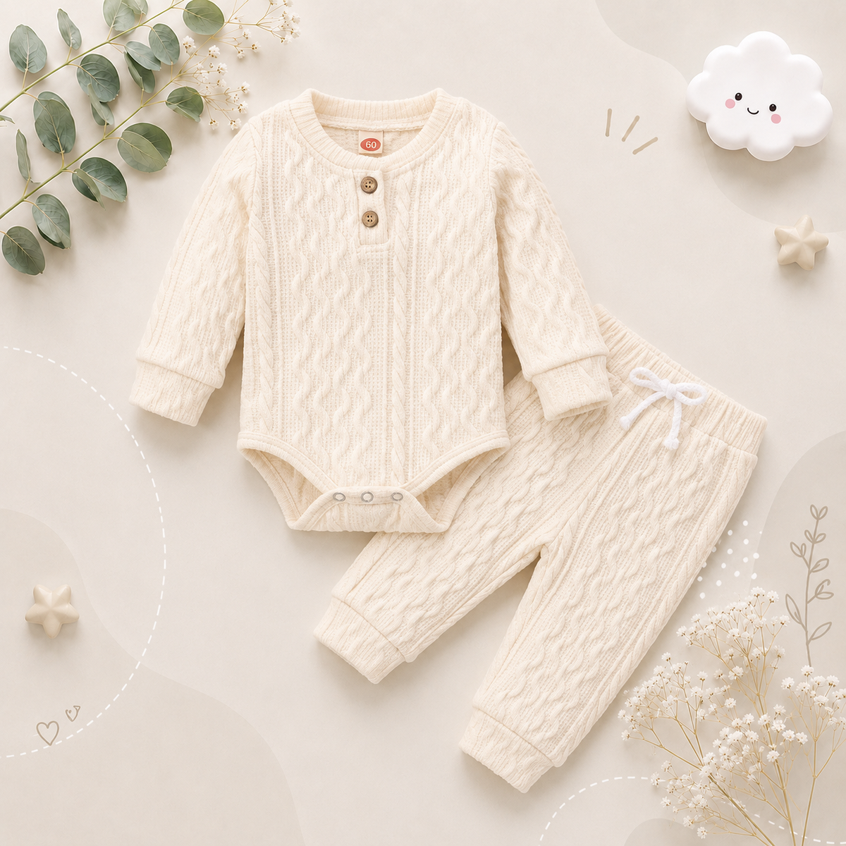 The Lennon - Unisex Baby Long Sleeve Romper & Pants Set Soft Spring Autumn Clothing