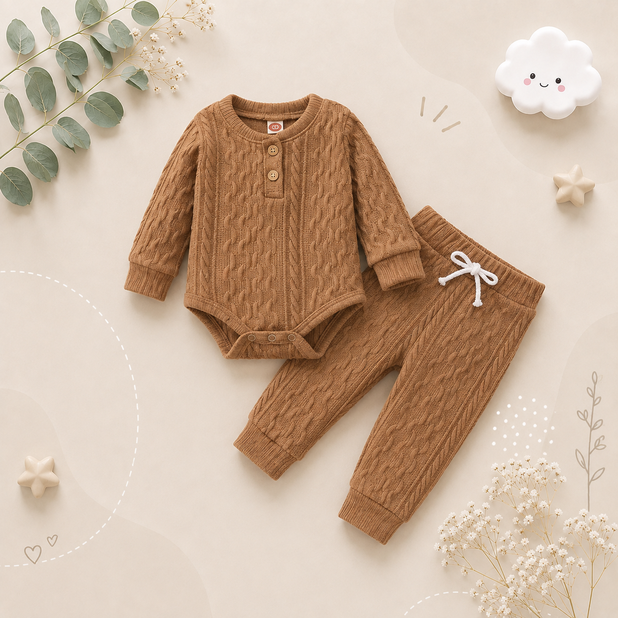 The Lennon - Unisex Baby Long Sleeve Romper & Pants Set Soft Spring Autumn Clothing