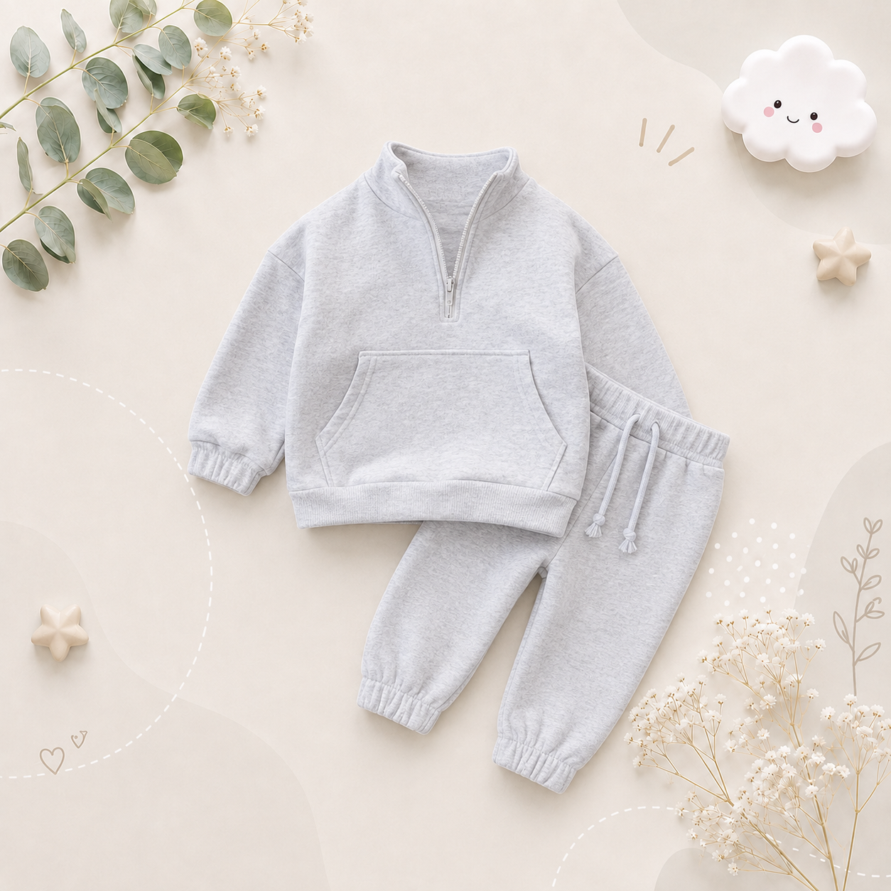 The Hannah - Baby Kids 2PC Cotton Sweatshirt & Pants Set Toddler Girl Boy Spring Autumn Outfit