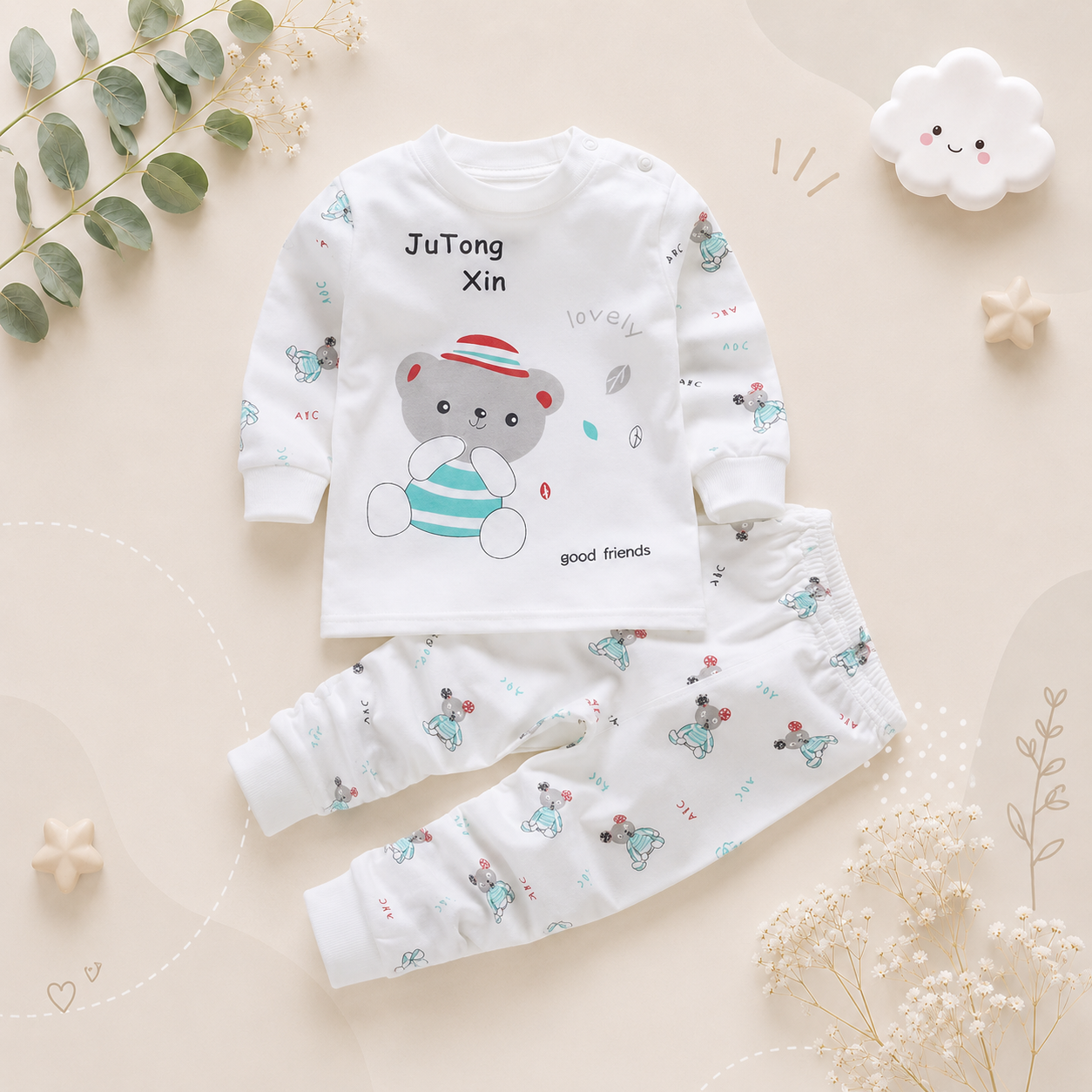 The Levi - Unisex Cotton Cartoon Sweatshirt & Pants Set