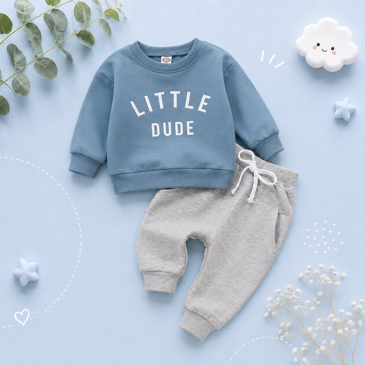 The Sebastian - Baby Boy Long Sleeve Letter Top + Pants Casual Tracksuit Set 0‑3 Years