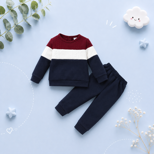 The Kylian - 2pcs Baby Boy Colour Blocking Sweater + Pants