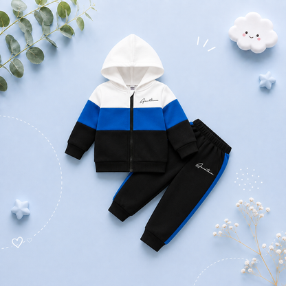 The Colter - Baby Boy Colour Block Hooded Sweatshirt + Trouser