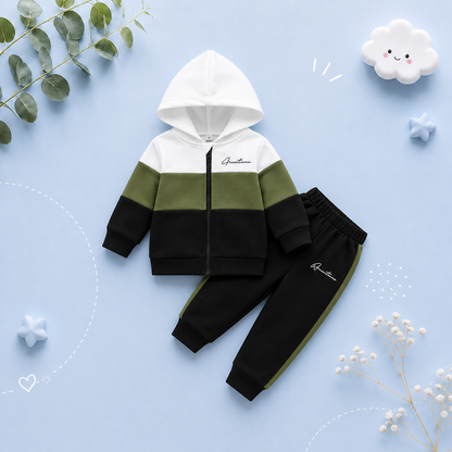 The Colter - Baby Boy Colour Block Hooded Sweatshirt + Trouser