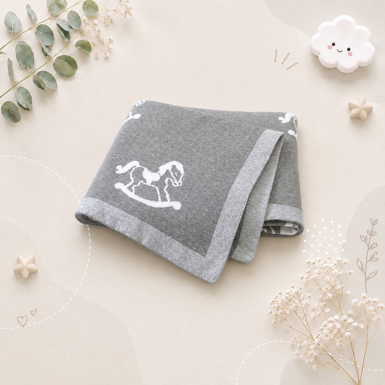 The Caden - Baby Unisex 100*80cm Horse Design Swaddle Blanket
