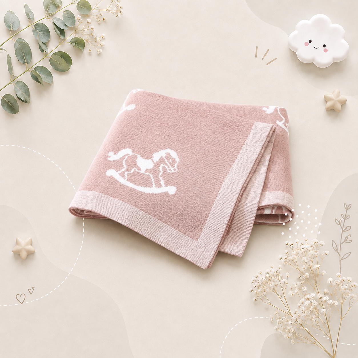 The Caden - Baby Unisex 100*80cm Horse Design Swaddle Blanket