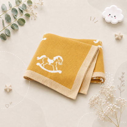 The Caden - Baby Unisex 100*80cm Horse Design Swaddle Blanket