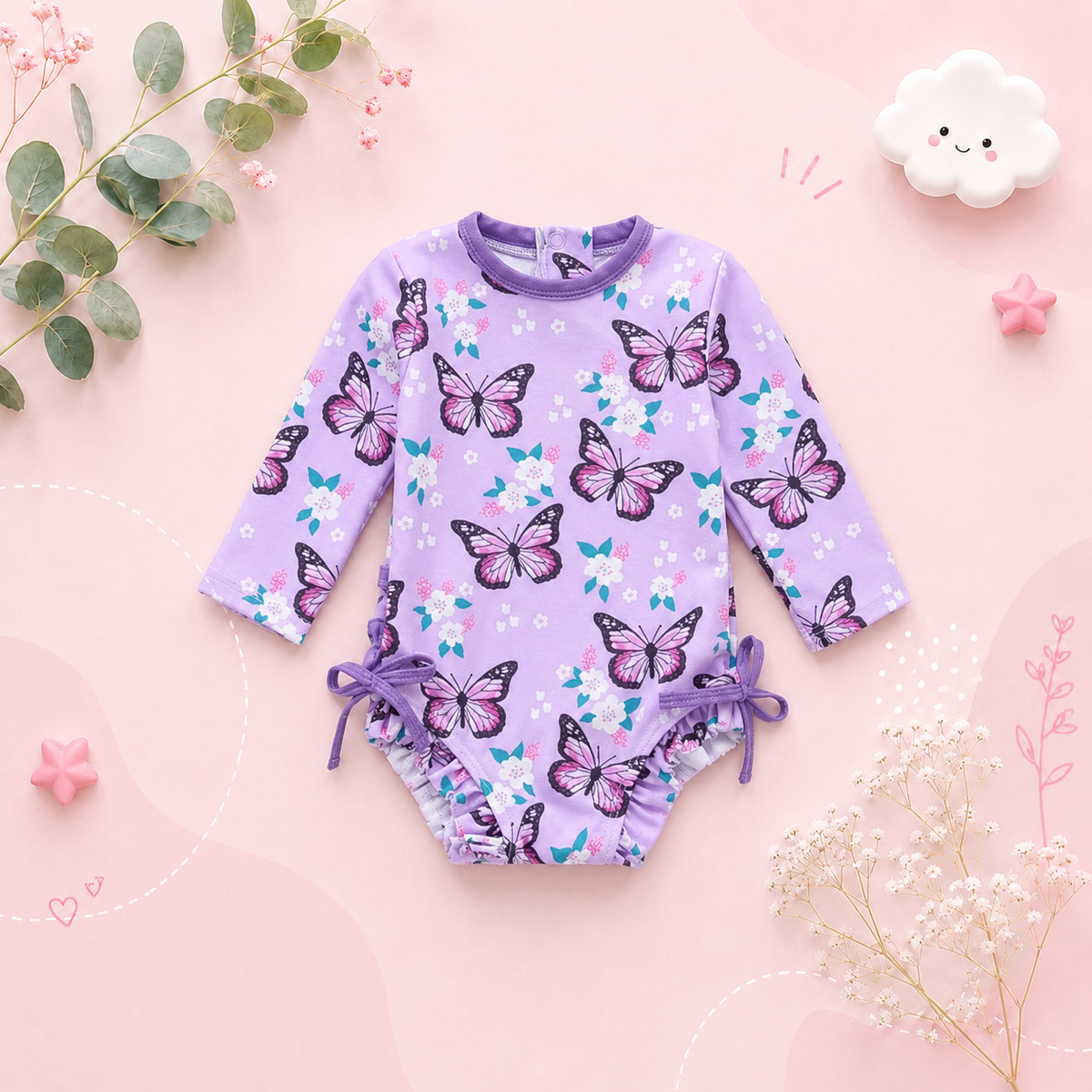 The Samara - Baby Girl Flower & Butterfly Print Bikini Swimsuits