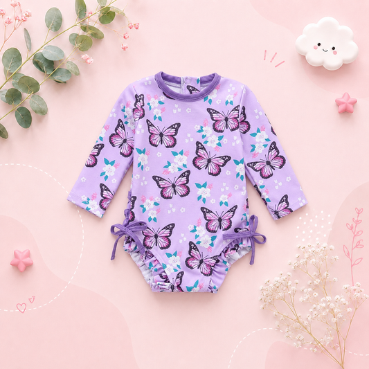 The Samara - Baby Girl Flower & Butterfly Print Bikini Swimsuits