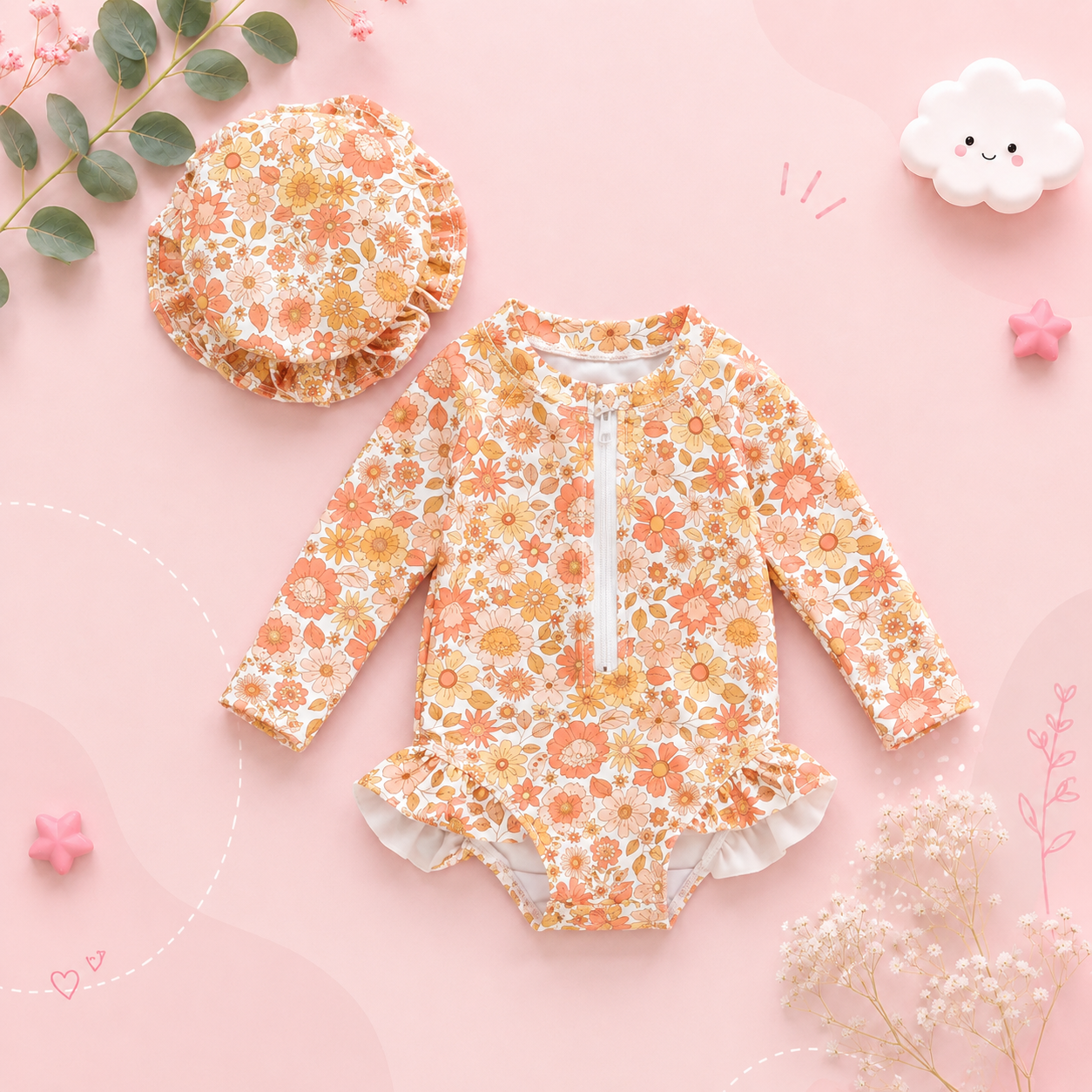 The Adelaide - Baby Girl Long Sleeve Beachwear