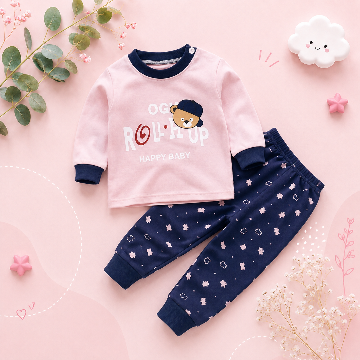 The Liam - Unisex Cotton Cartoon Sweatshirt & Pants Set