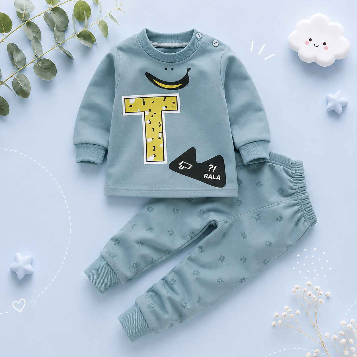 The Amiri - Unisex Cotton Cartoon Sweatshirt & Pants Set