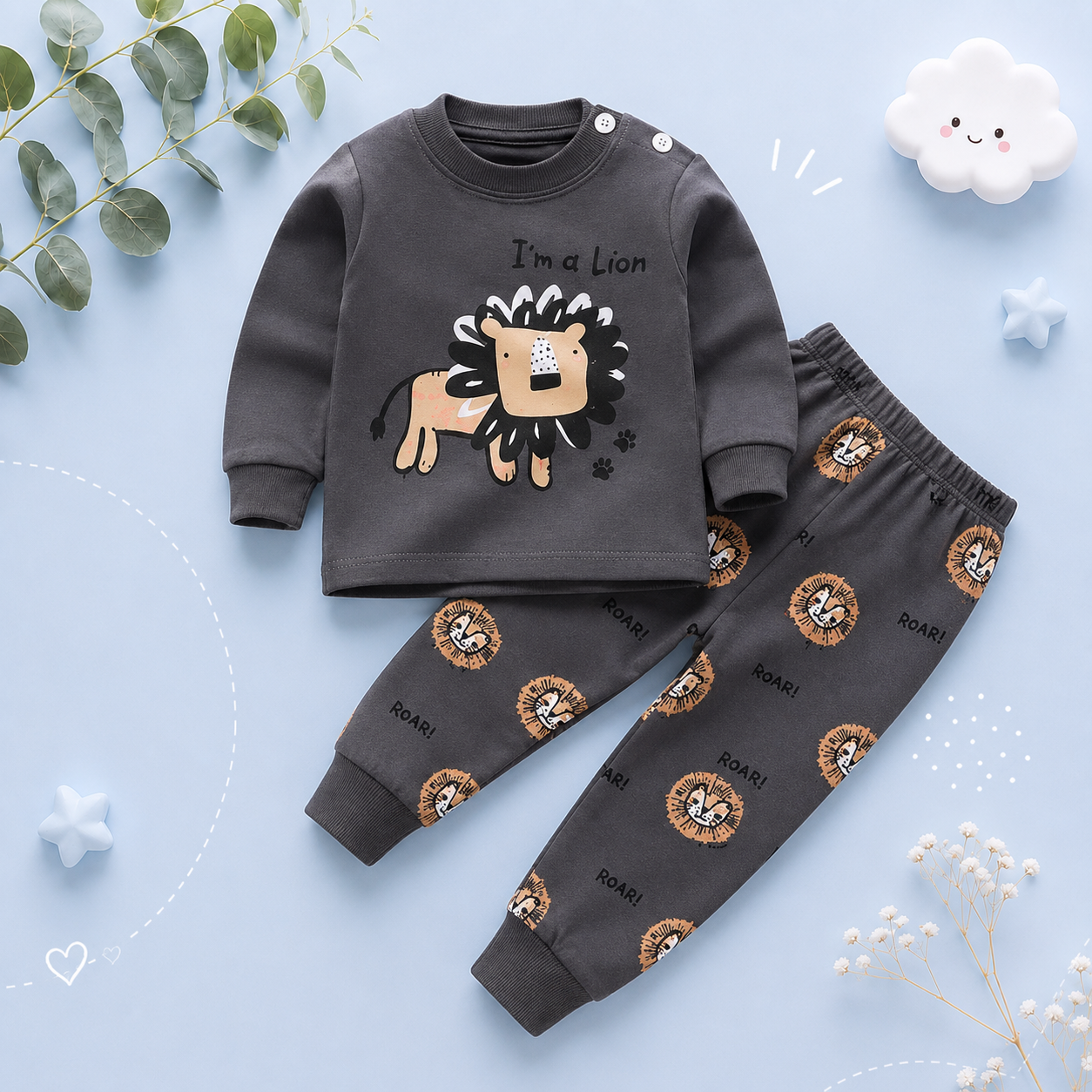 The Amiri - Unisex Cotton Cartoon Sweatshirt & Pants Set
