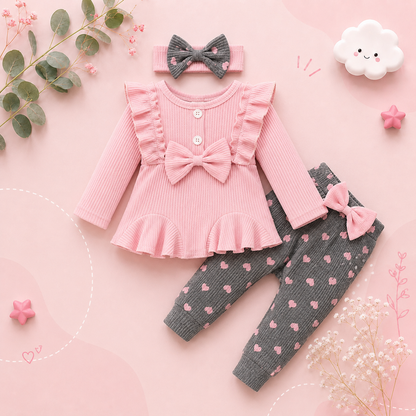 The Merill - Pink Tops & Polka Dot Pants Casual Trouser Set